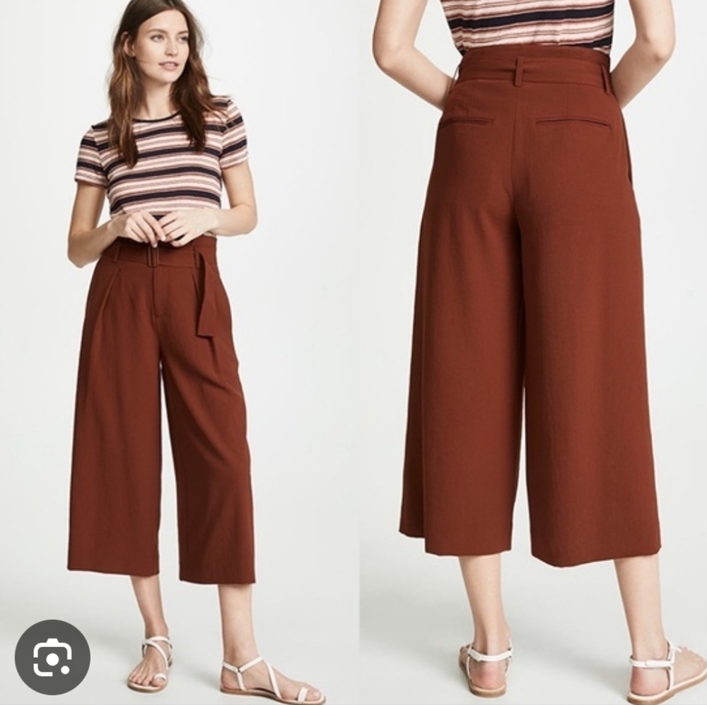 Vince Belted Wide Let Pants Rust Red Orange Size 00
